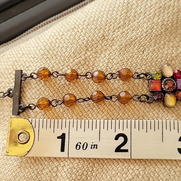 Multi gem pierced earrings and choker set - Picture 9 of 10